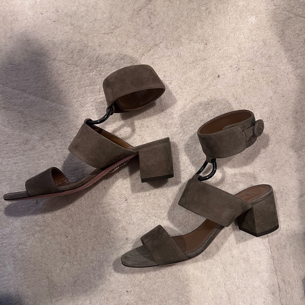 NWT Aquazzura - Green Suede Heels - Size 36